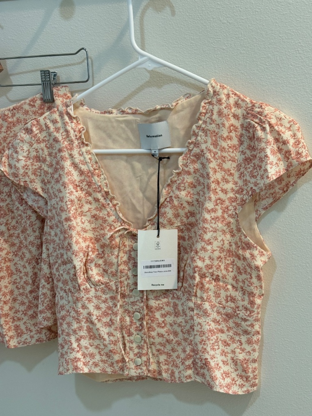 Reformation Dorothea Two Piece Natural - Size 0 - Picture 4 of 5